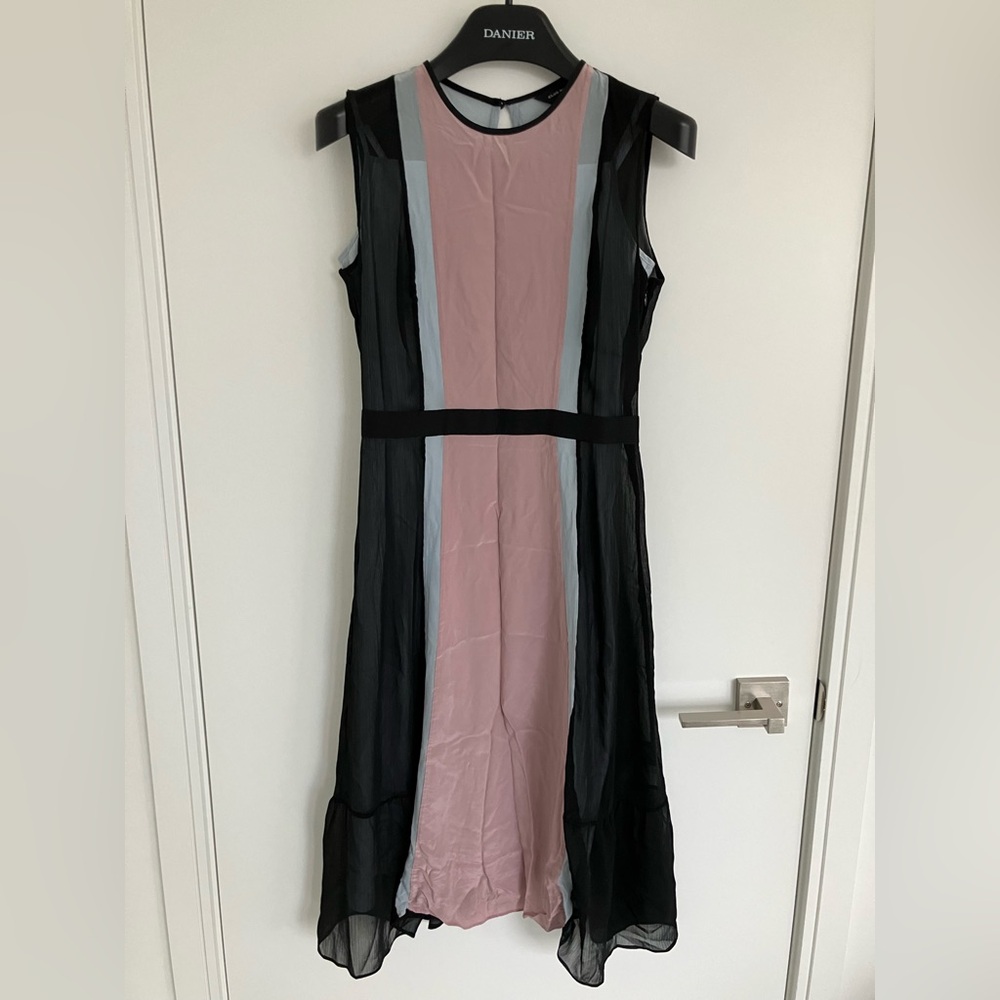 Club Monaco Black and Pink Midi Dress